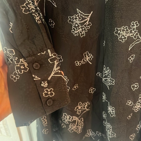 Tailored By Rebecca Taylor Black Floral Silk Dress Sz 16 - Picture 6 of 10